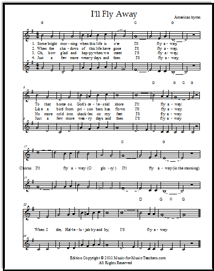 "I'll Fly Away" Free Fiddle Sheet Music & Easy Guitar Tabs