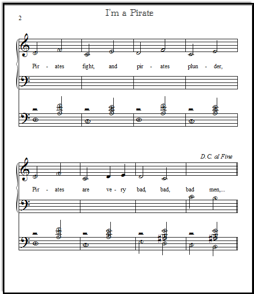 Note Printing With Pirates: A Level 1A Piano Game