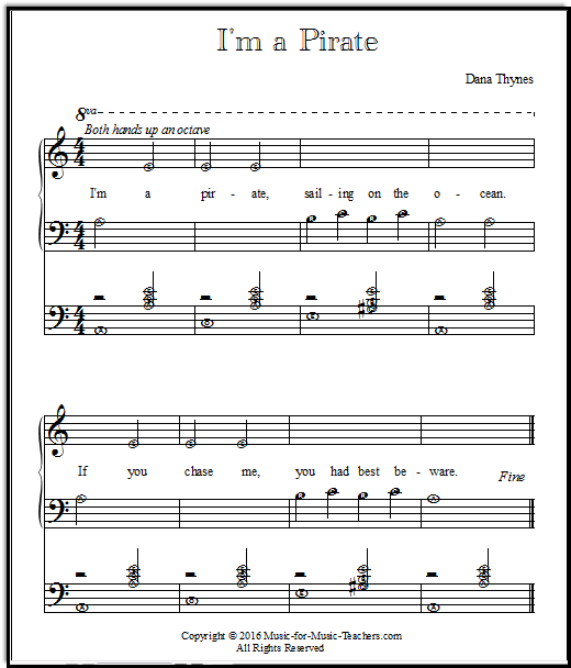 Note Printing With Pirates: A Level 1A Piano Game