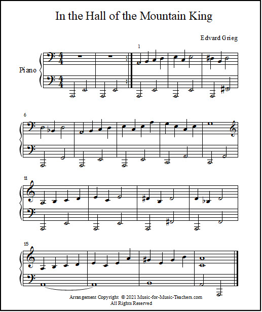 Short piano arrangement of Grieg music