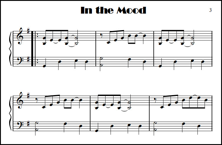 In the Mood theme for piano
