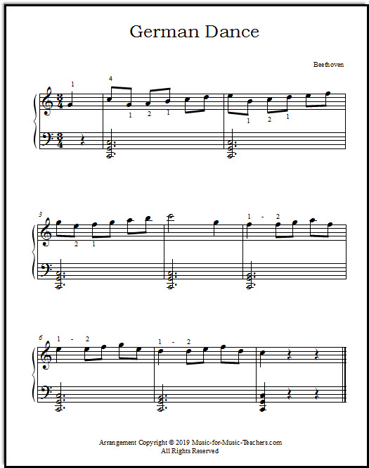 Beethoven piano music "German Dance"