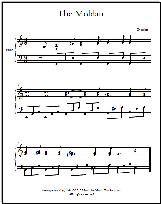 The Moldau theme for piano sheet music