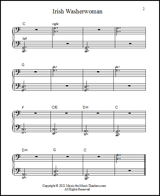 Piano chords for Irish song