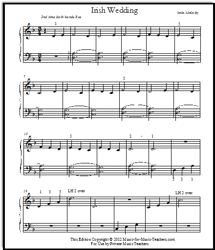 Free Printable Sheet Music for Piano Students: Irish Wedding