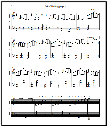 Free Printable Sheet Music for Piano Students: Irish Wedding