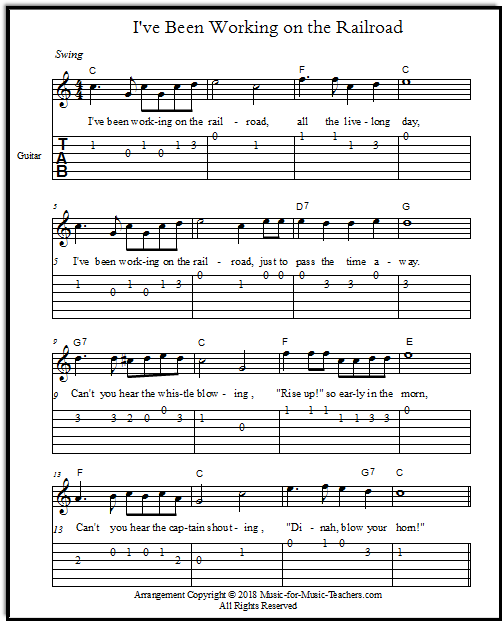 The Railroad song, in the key of C