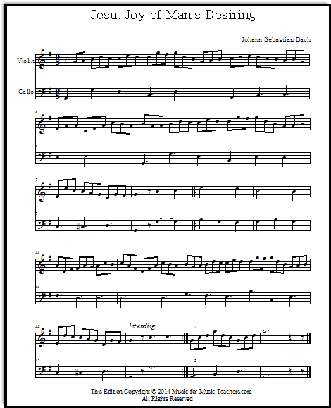 Cello and violin duet Jesu Joy of Man's Desiring by Johann Sebastian Bach