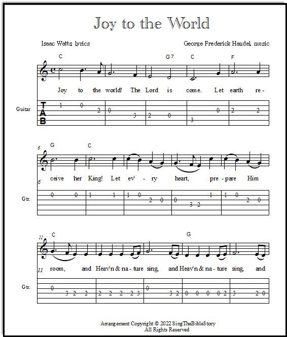 joy to the world tablature