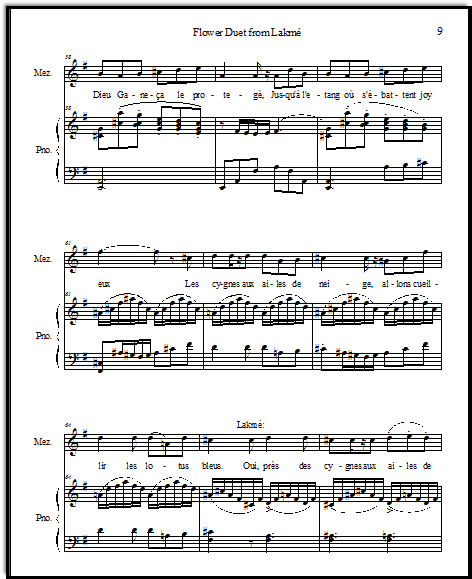 Lakme Flower Duet sheet music for your soprano students.