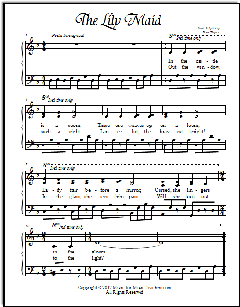 The Lily Maid song for piano