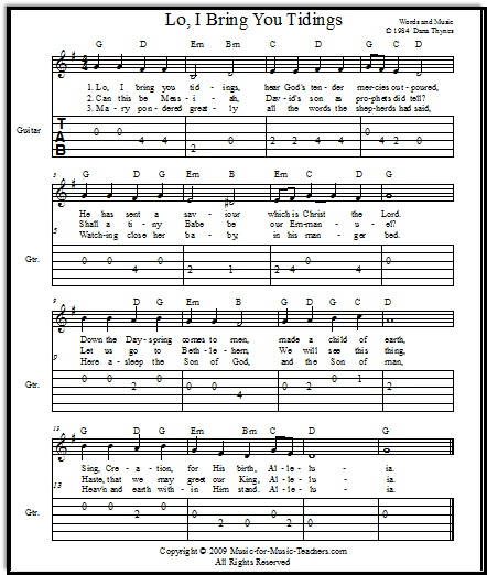 Guitar tabs Christmas carol