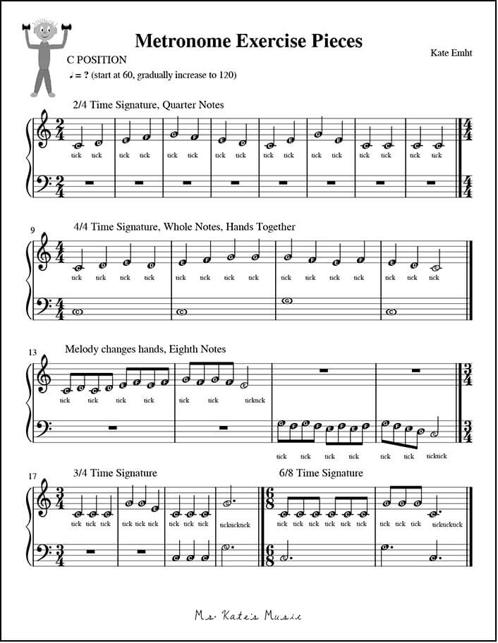 Metronome exercises for piano students - sheet music