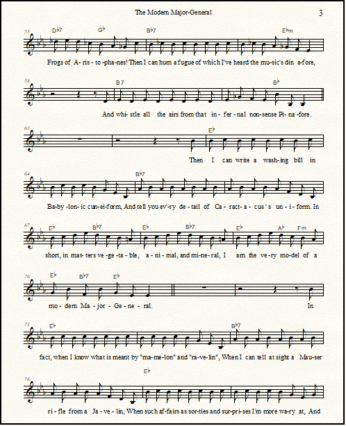 Gilbert And Sullivan Lyrics And Music Modern Major General In 4 Keys Free