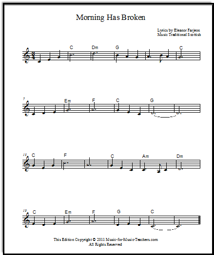 Free Lead Piano Sheet Has Broken": In Five Keys with Chords