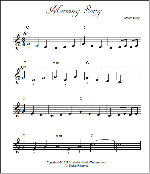 Morning Song sheet music for piano