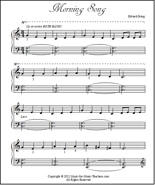 Piano sheet music "Morning Song"