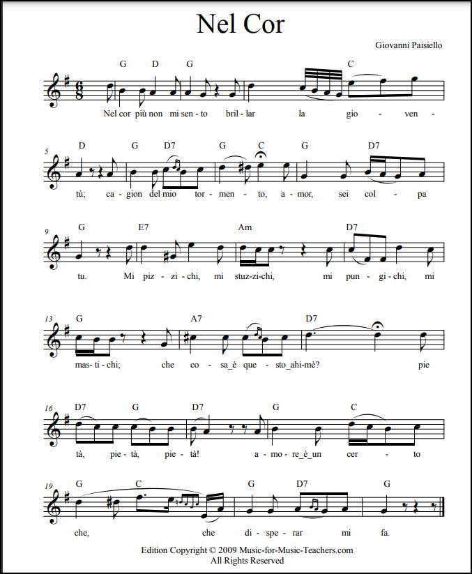 Nel cor melody fancy