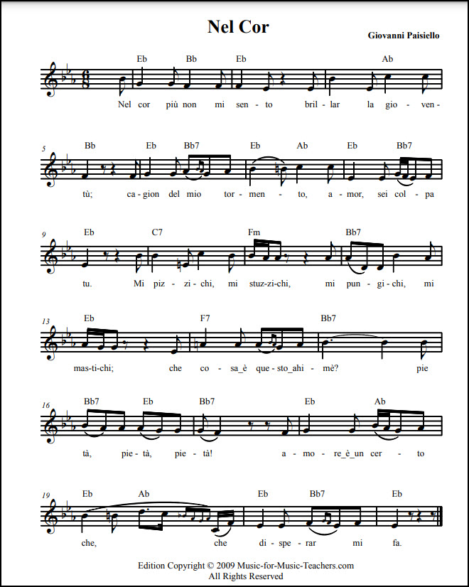 Nel cor melody