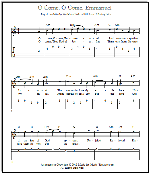 O Come O Come Emmanuel Chord Chart