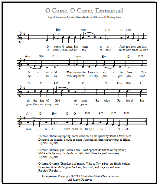 O Come O Come Emmanuel Chord Chart