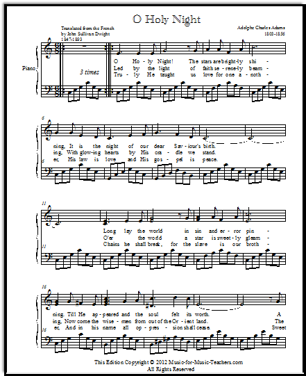 Old English Song Lyrics for O Holy Night, with PDF