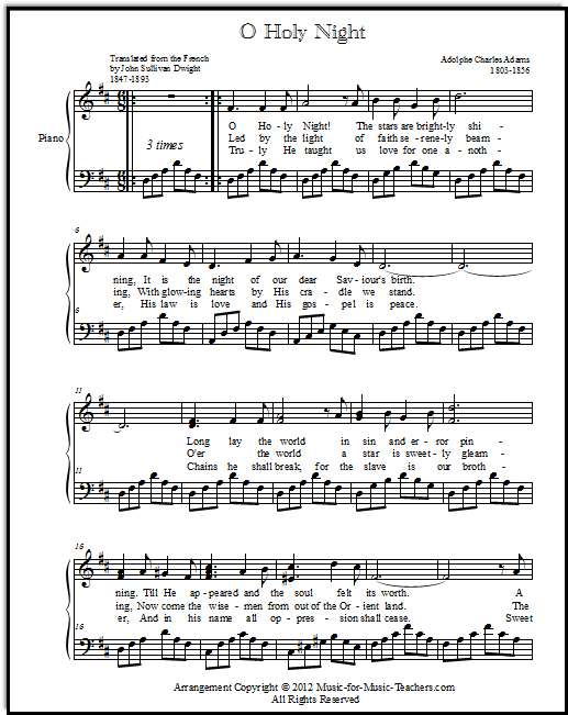 O Holy Night, Beginner's piano sheet music