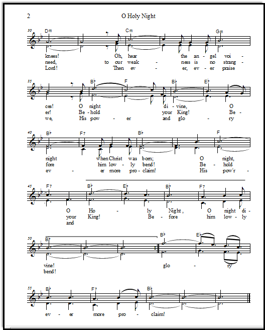 Old English Song Lyrics for O Holy Night, with PDF