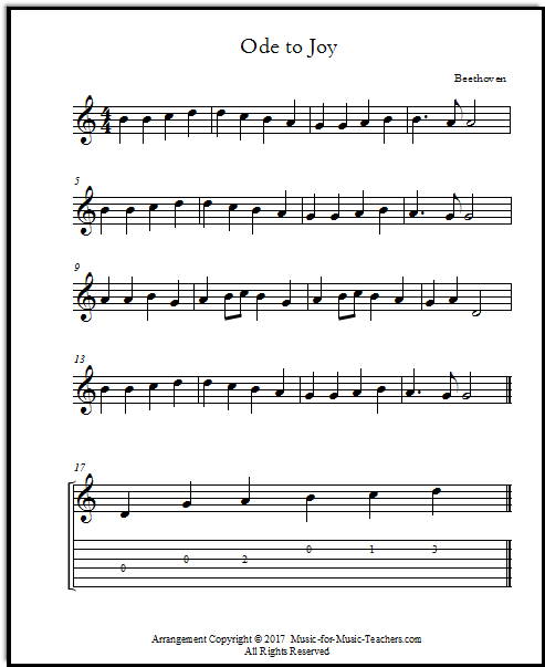 Guitar Music For Beginners Ode To Joy