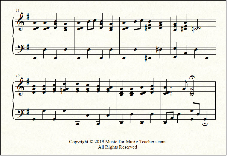 Key of G piano arrangement of Ode to Joy, a closeup look
