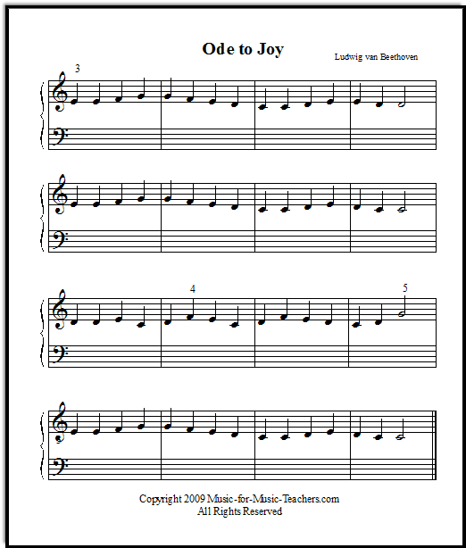 Beginner Piano Music for Kids Printable Free Sheet Music