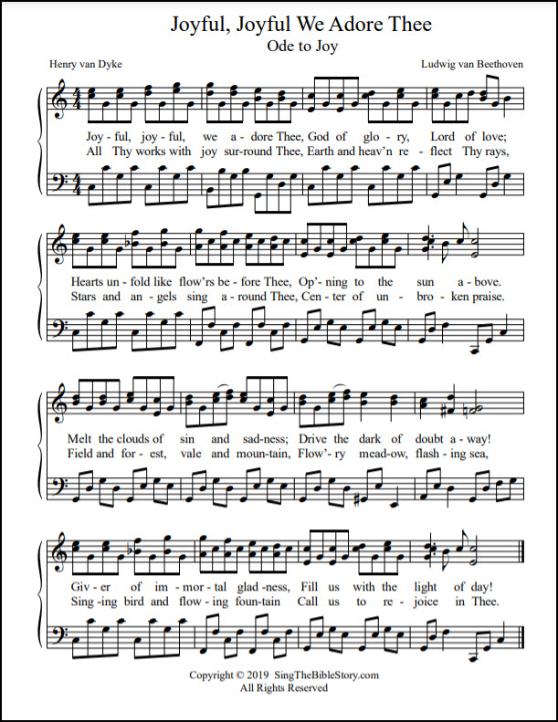 Ode to Joy church sheet music fancy arrangement