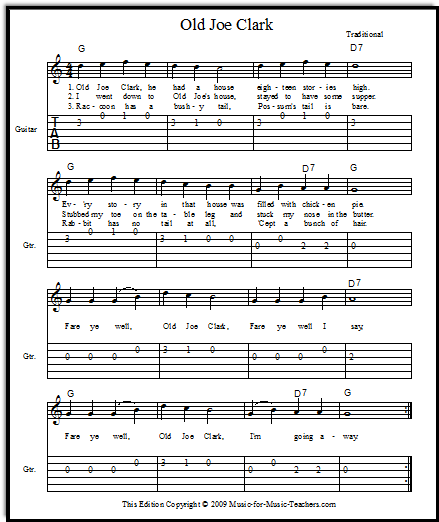 Old Joe Clark guitar tabs