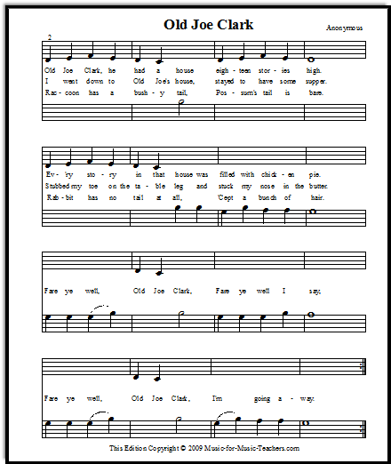 Old Joe Clark piano music