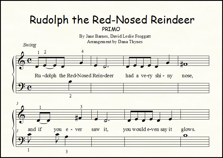Rudolph the Rednosed Reindeer piano duet