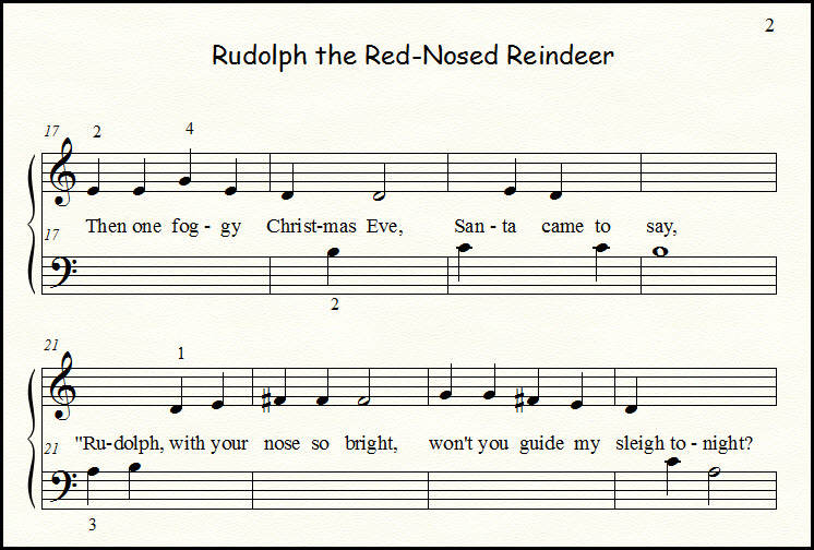Rudolph music for beginning piano