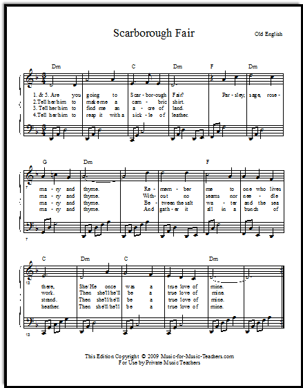 Scarborough Fair Canticle Sheet music for Piano, Tenor, Guitar