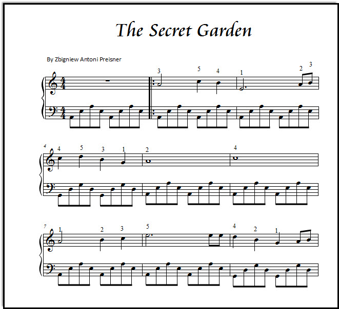 Piano music Secret Garden