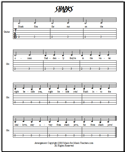 Jaws theme music for guitar tabs