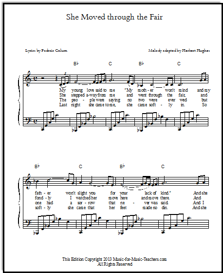 Celtic Sheet Music "She Moved Through the Fair"