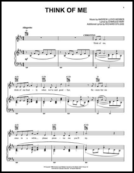 Phantom of the Opera sheet music Think of Me