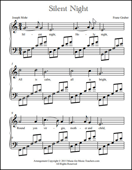 Silent Night duet for piano