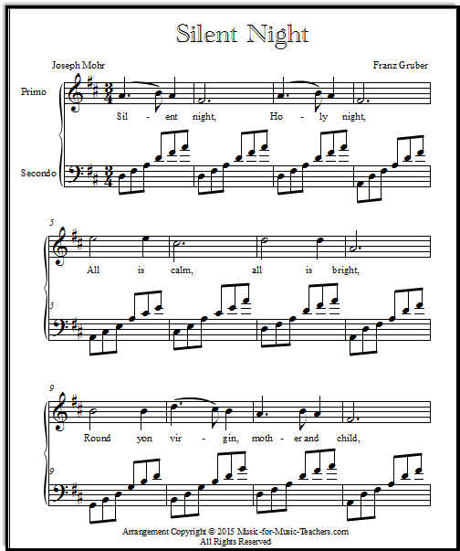 Silent Night Sheet Music - Piano Arrangements for Elementary Students