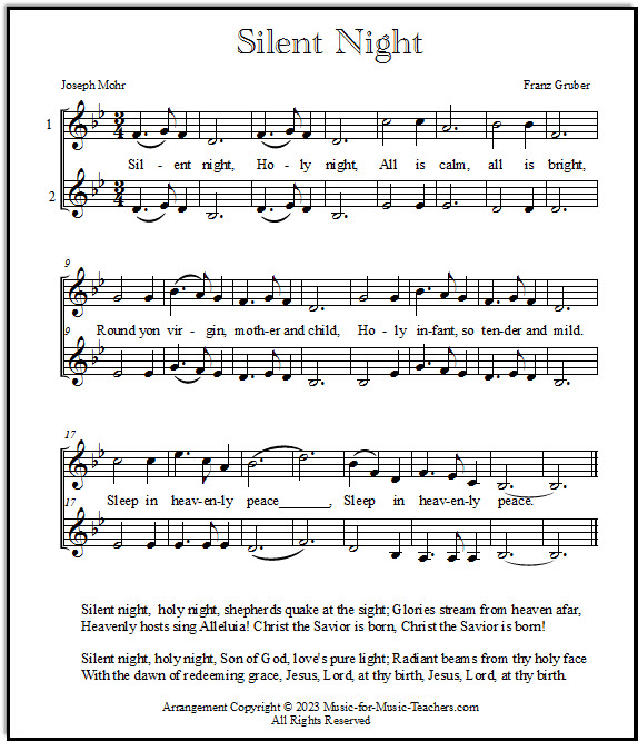 Vocal duet sheet music for Silent Night