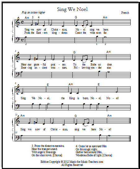 Middle C version of "Noel Nouvelet," "Sing We Noel Here", for beginner piano