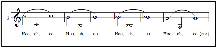 Close-up look at the vocal exercise that jumps through the break from octave up to octave down