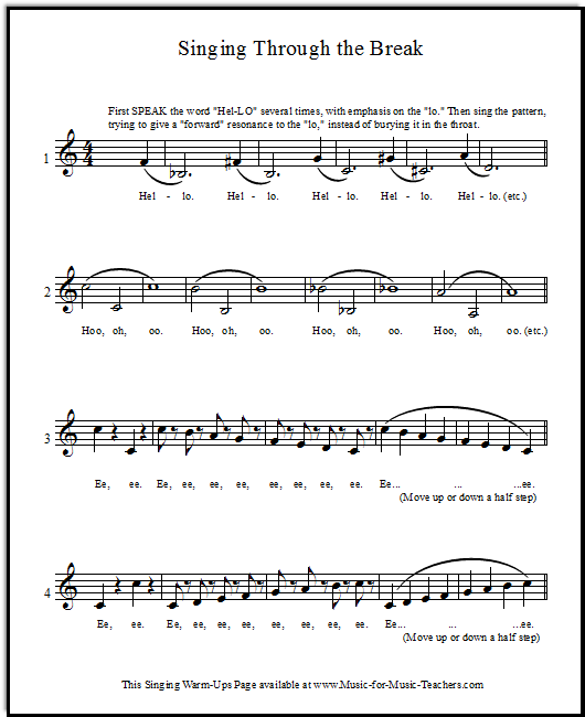 Vocal Warm Up Exercises For Bridging Head To Chest Voice