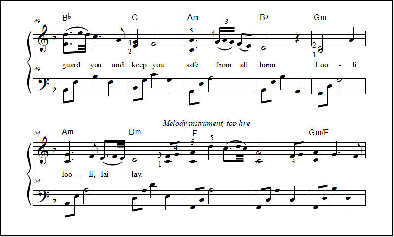 Sleepsong lullaby sheet music for piano & voice