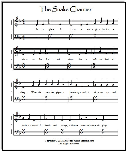 Easy Piano Sheet Music Free for Kids The Snake Charmer ...