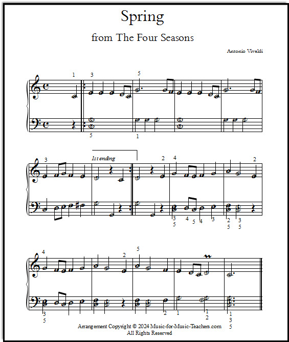 Vivaldi Spring music sheet
